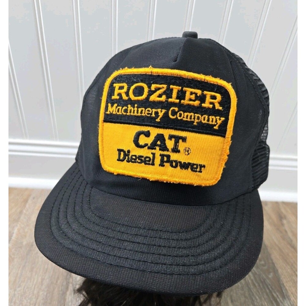 HTF RARE CAT Diesel Power Vintage 80s Patch Snapback Trucker Hat Cap ROZIER USA